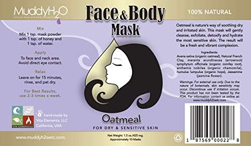 Ovsena maska za lice i tijelo za suhu i osjetljivu kožu 1.5 Oz od Muddy H2O itd.