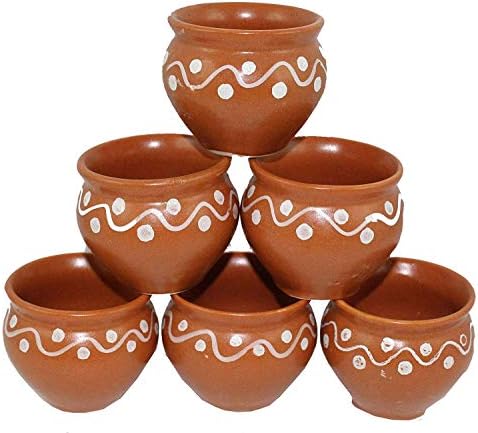 Odishabazaar Keramic Kulhar Kulhad Čaše Tradicionalni indijski Chai CHAI čaj set od 6