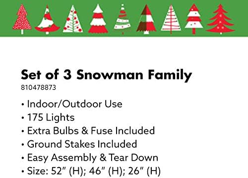 Winter Wonder Lane LED porodični set snjegovića za odmor sezonski Božić Unutarnji / Vanjski dekor za osvjetljenje