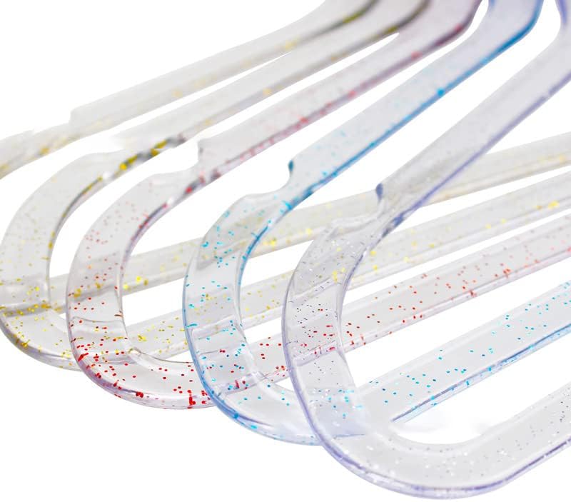 10pcs Clear Akrilni vješalice, bistri neklizavi vješalice, vješalice za odjeću Plastika 40cm Glitter prozirne