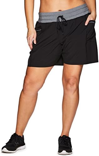 RBX aktivna ženska plus veličina opuštena fit prozračna ventilirana atletska kratka sa džepovima