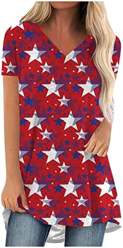 Ženska američka zastava Tunika TOP Ljetni kratki rukav USA 4. srpnja Zastava najobrazovanih patriotskih majica
