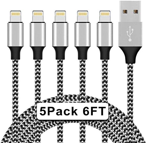 iPhone punjač, ​​Yefoot MFI certificirani kabel od groma 5Pack 6ft Nylon tkani kabl za punjenje sa metalnim
