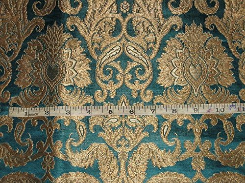 Teška svilena Brokatna tkanina paun plava & amp ;metalni motivi 44 pored dvorišta