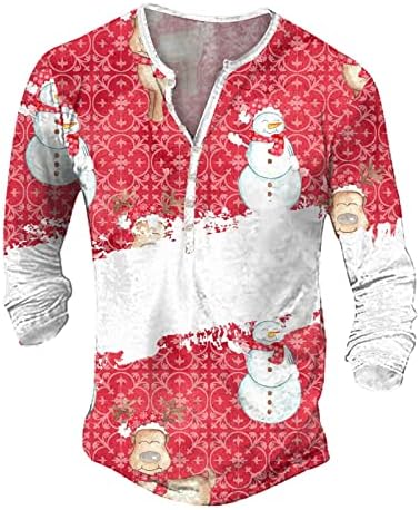 DSODAN božićne košulje za muške ružne Xmas Reindeer Snowflake Print dugih rukava V Vrat niz košulju