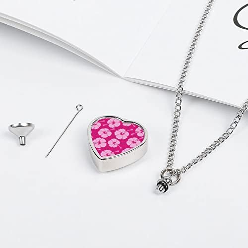 Pink hibiskus uzorak pet srce urna ogrlica Print spomen nakit Pet kremiranje privjesak za pepeo mačka psa