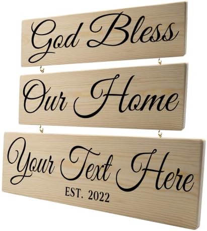 Personalizirano drvo Sign Custom Bog blagoslovi naš kućni prilagodljiv 3 slojni kršćanski biblijski poklon