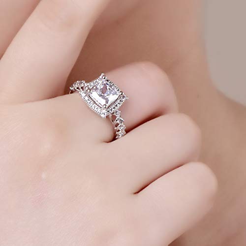 EMPSOUL 925 Sterling srebrna prstena princeza 7x7mm bijela Topaz visoke poljske uvidni vjenčani prsten veličine