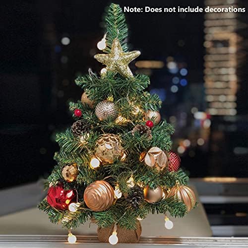 Pred-lit veštački mini božićno drvce, 20-inčni minijaturni borov Xmas sa 20 LED svjetla, 70 vrhova grana,