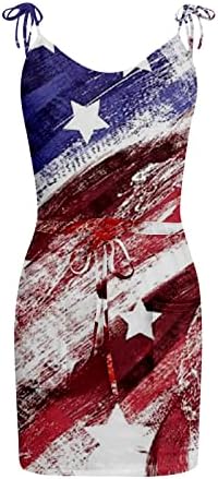 4. jula haljine za žene ljeto američka zastava Tank haljina sa džepovima elastični struk V-izrez Mini sarafan