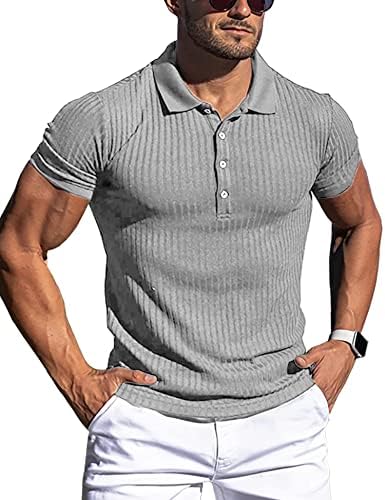 ANGGREK Muška Polo majica Muscle T Shirts Stretch kratki rukav Vježba Tee Casual Slim Fit Polo majica