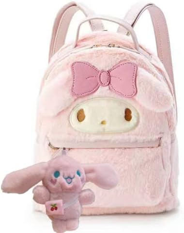 Rofolo slatka crtana torba sa plišanim privjeskom ruksak za tinejdžere, Anime Accessories Kawaii mini ruksak