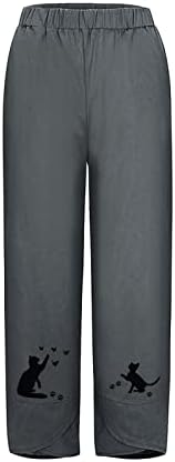Gufesf ženske pantalone za ženske posteljine, ženske obrežene pamučne posteljine kaprisu hlače ljeto konusne