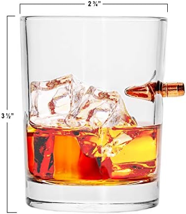 Lucky Shot - Bullet .308 Kalibar zaglavljen u viskijem staklom | Vojle za punjenje lobanja poklon | Naočale