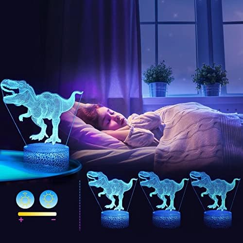 3d noćno svjetlo, LED Dinosaurus 3d iluzija lampa za djecu, 7 boja sa više načina mijenja sa daljinskim