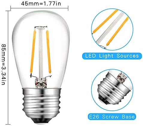 YiLighting E26 Edison S14 2W LED dimabilne LED plastične sijalice za Vanjska žičana svjetla zamjenske sijalice