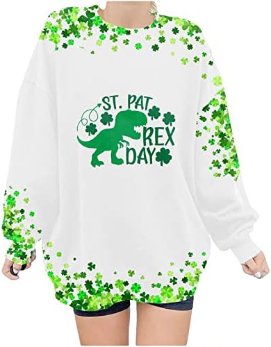 Dnevni duks St Patrick za žene okrugli vrat s poticanim majicama od labavih vrhova Duks pulover dugih rukava