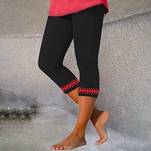 Bejzbol Print Yoga tajice za trčanje za žene Tajice visokog struka Ultra meke brušene rastezljive udobne