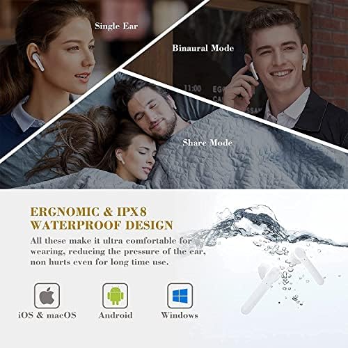 Bežična slušalica za Bluetooth 5.0 ugrađena u mikrofon u šumu u ušima 3D stereo zračni pupoljci, ipx8 vodootporan
