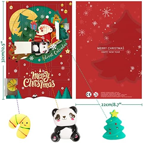 Mochinpe SquiSises Michi Squishy Advent Calendar za djecu 2022 Božić, 24pcs različite slatke reljefne igračke