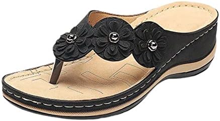 Xipcokm papuče za žene modni uzorak cvijeća klinaste sandale ljetna podrška za luk ortopedski slajdovi sandale