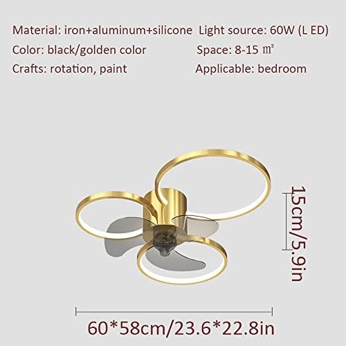 Cctung Creative Geometric Ring Low Profile fan light Kits 60W LED Stropna lampa sa 3 lista sa ventilatorom