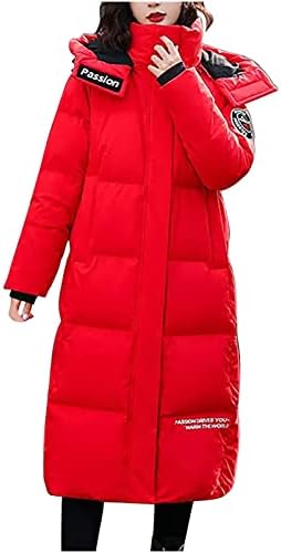 Puffer jakna Ženska topla kapuljača debela duljina pamučni kaput čisti boje u boji sa džepnim šiklim poticajem