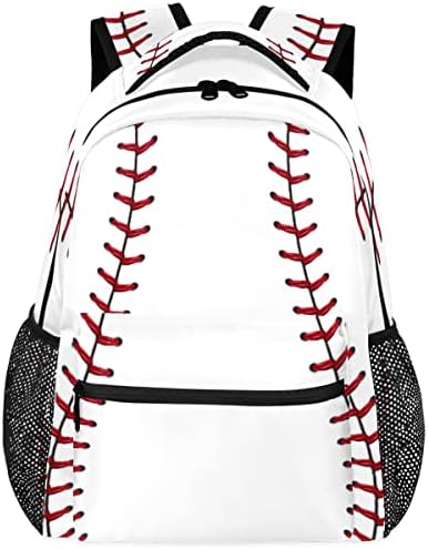 Baseball Kids ruksaci, crveni ubod bijeli bejzbol ruksak vodootporan 16 inčni školski torbica za knjige