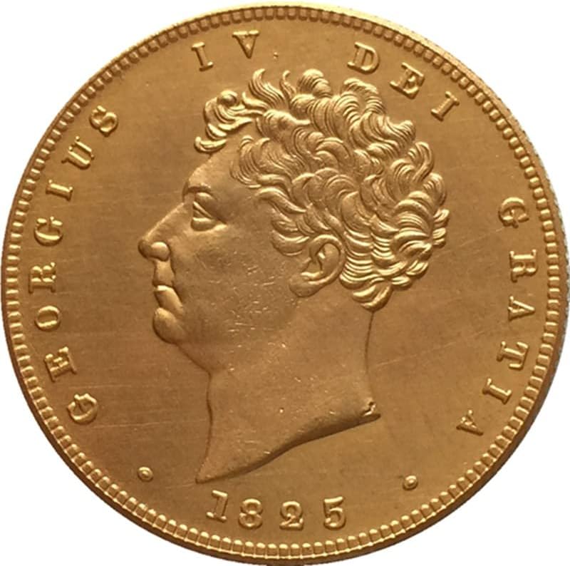 1825, 1826 Britanski £ 2 George IV pozlaćeni bakreni novčić Antikni srebrni dolar