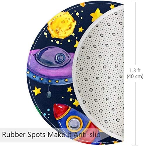 Heoeh Cartoon Ufo Rocket Planet Star, non klizni vrata 15.7 Rudarske tepihe tepiha tepiha za djecu za djecu