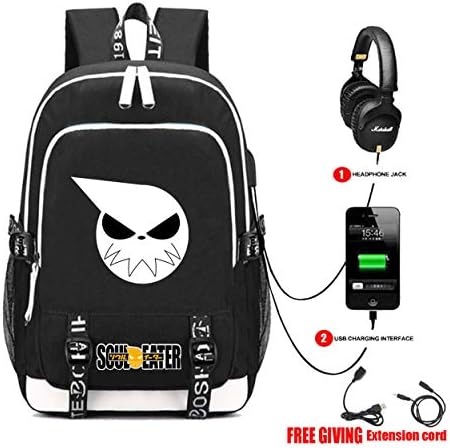 Wanhongyue Souleater Anime Rucksack Schoolbag Laptop ruksak sa USB punjenjem priključka za punjenje i priključak
