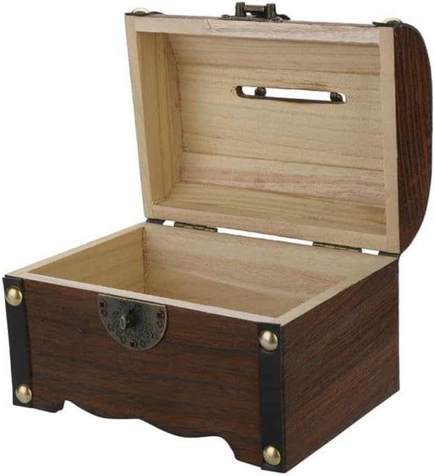 ZCMEB BOX Drvena blaga banka Drvna nakit za uštedu novca Vintage Chellsake Dekorativni poklon