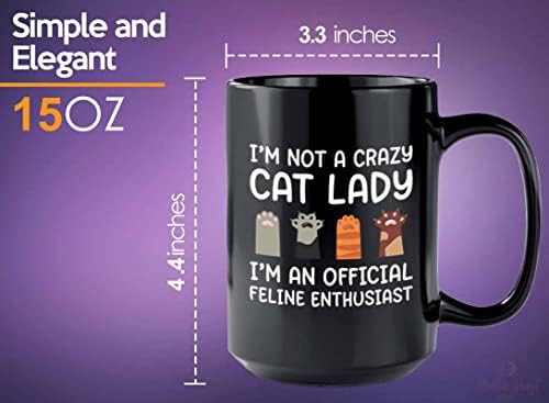 Flairy Land Cat Lady šolja za kafu 15oz Crna-službeni mačji entuzijast - šalice mačje šape mačke roditelji