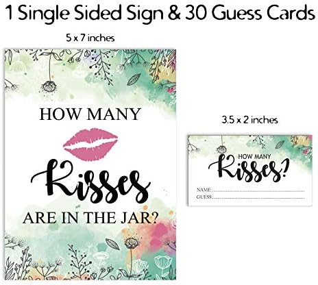 InkDotpot Koliko poljubaca u jar bijeloj zelenilo cvjetno mladena tuš igra 1 Sign + 30 kartica