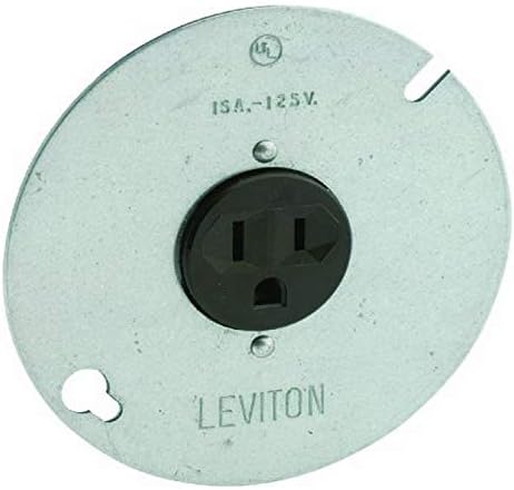 Leviton 5059 15-amp, 125 volta, 3-žičana runda jednokrevetna posuda na 4-inčnom poklopcu, pocinčani čelik,