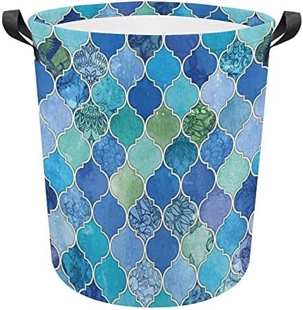 Foduoduo praonica rublja Plava akva marokanska rešetka cvjetna praonica rublja s ručicama Sklopiva torba