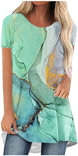 Ženski ljetni modni vrhovi svih tiskanih majica Okrugli izrez kratkih rukava Bluza Ležerne prilike tunike za gamaše