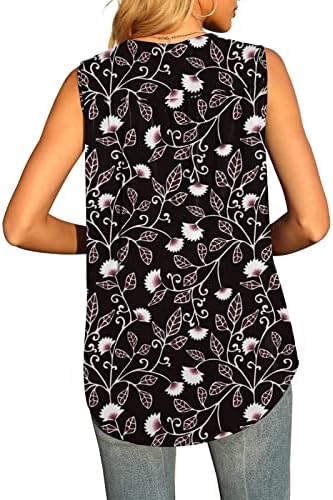 Casual bluze za tinejdžersku djevojku bez rukava V izrez Spandex cvjetni grafički dupe vitki tunik vrhovi