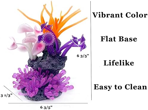 Danmu 1 Paket ukrasa za akvarijum Koraljni dekor, Silikonski ukrasi za akvarijum, dekoracija akvarijuma koral 6,6 x 3,3x 6,6