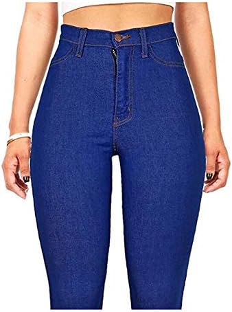 Andongnywell ženske rastezljive džins pantalone visokog struka tanke pantalone sa džepovima sa patentnim