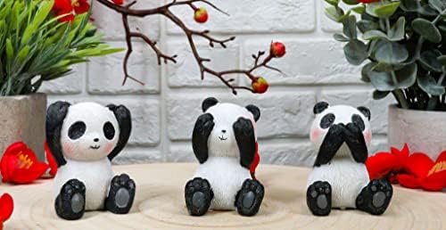 Ebros Whimmical Vidi Čuj Govori Ne Zli džinovski pandas Set od 3 ukrasne figurice 2 visoka minijatura Kina