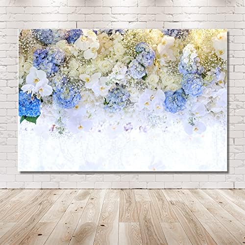 Mehofond 7x5ft proljeće bijelo plavo cvijet zlato sjaj fotografskih ruža cvjetna zida vjenčanica mladenka