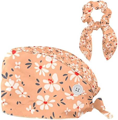 Podesiva radna kapa s tipkama mali kawaii cvjetni bouffant šešir elastične zavoj