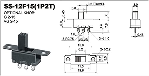 Micro prekidač preklopni prekidač 5V 0,3A Mini veličine Crni SPDT Slide prekidač za male DIY Power Electronic