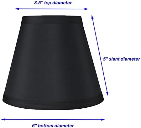 Meriville set od 6 crna lažni svileni klip na lusterskim lampom nijanse, 3,5-inčni za 6-inčni za 5 inčni