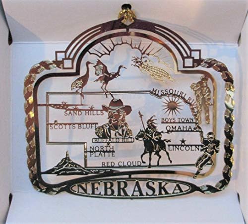 Nebraska Država Brass Božić Ornament