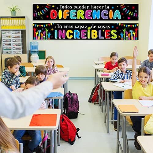2 paket Bienvenidos potpišite španski Baner dobrodošlice motivacioni baner u učionici Poster pozitivan inspirativni