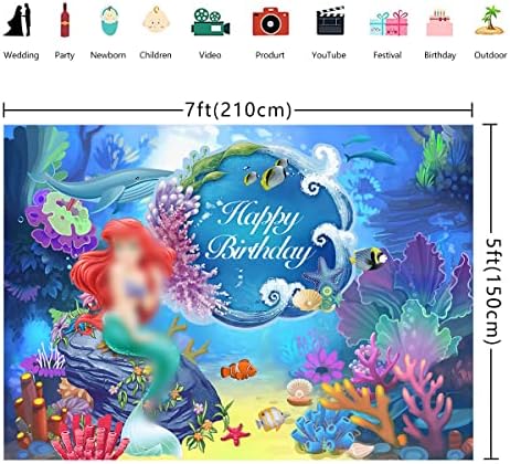 Djevojčice Sretan rođendan pozadina ispod mora koralni greben tropske ribe Rođendanska zabava fotografija pozadina dijete potrepštine ukras 7x5ft