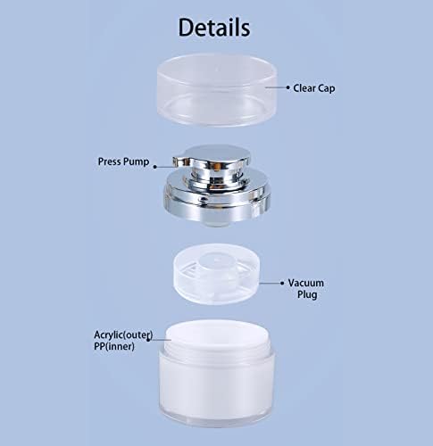UMETASS 2-kom 1.7 Oz airless pumpa Jar, Refillable krema Jar vakum bočica Travel Size prazna posuda za kremu