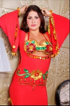 Egipatski trbušni ples kostim Saidi haljina, baladi galabeya, crveno-zlatna Fallahi Abaya, ručno izrađena